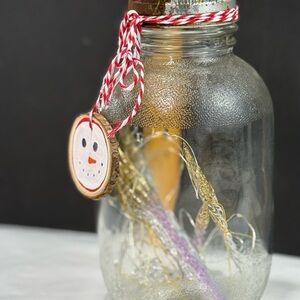 Collective and festive Antique Jar with Vintage ornaments inside